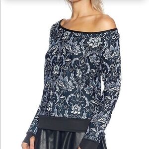 Blackmilk L Mono Nouveau Off Shoulder Floral Long Sleeve Sweater Top